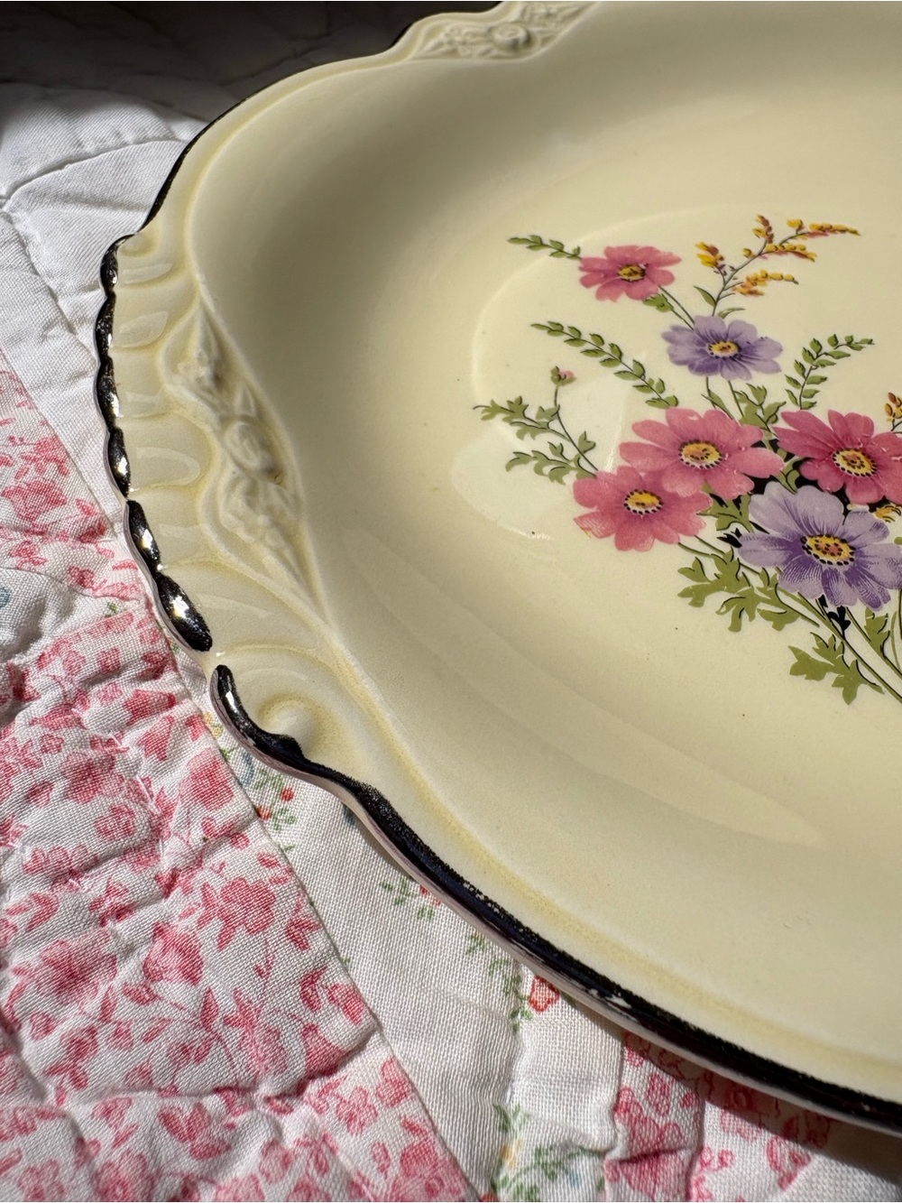 Vintage 1950s Floral Ceramic Serving Platter Homer Laughlin Virginia Rose M57N8 - Picture 4 of 16